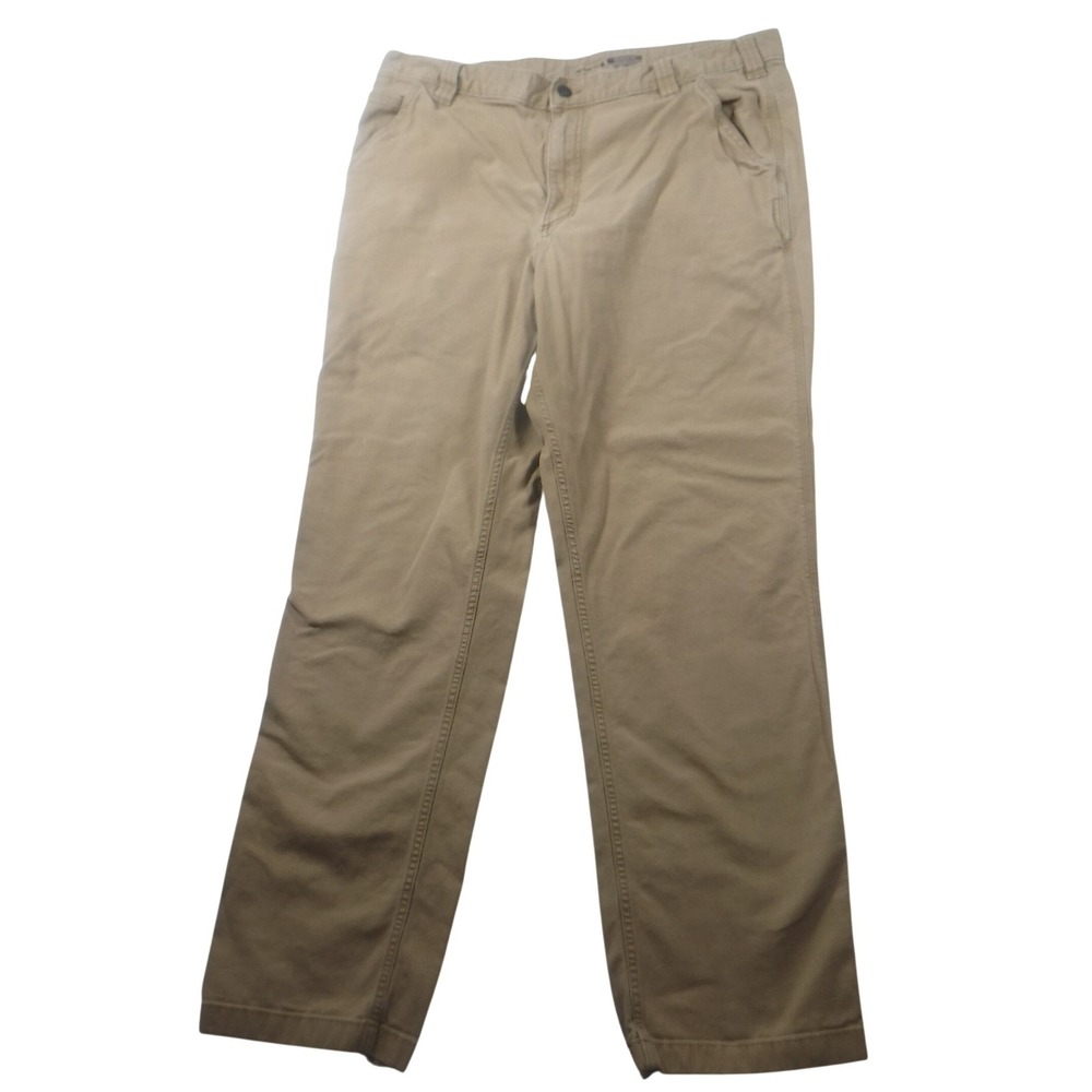 Carhartt Mens 38x34 (36x32) Relaxed Fit Canvas Work Pants Tan Khaki